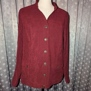 HASTING & SMITH Snap Button Long Sleeve Faux Suede Top PXL